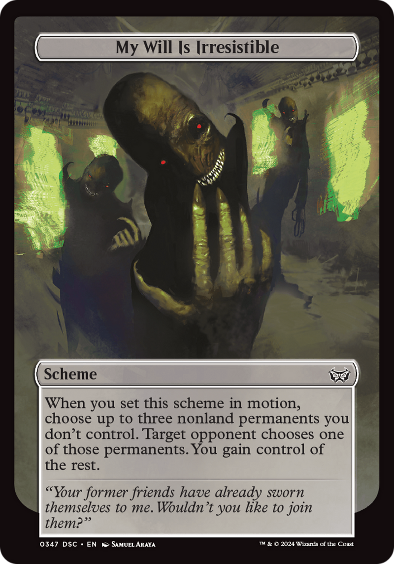 mtg duskmourn scheme cards My Will Is Irresistible (Full Art) [Duskmourn: Archenemy]