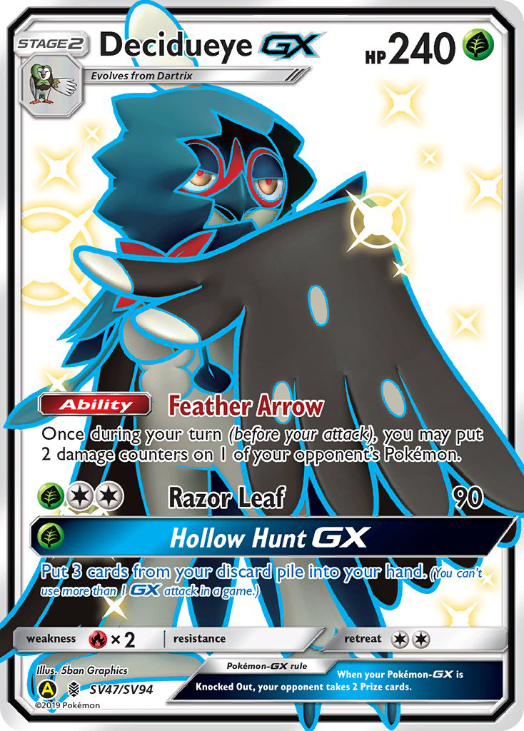 shiny pokemon cards hidden fates Decidueye GX (SV47/SV94) [Sun & Moon: Hidden Fates