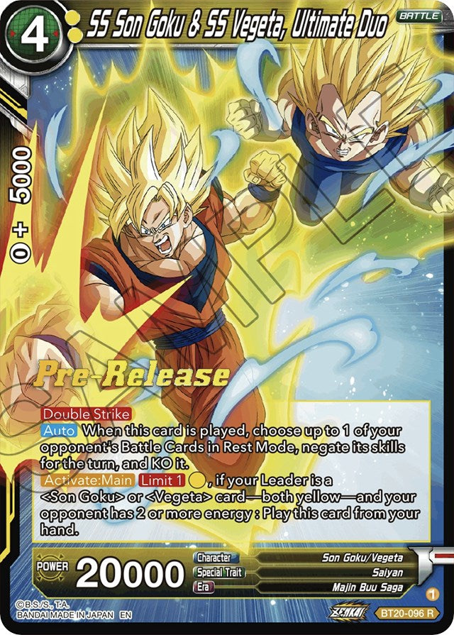SS Son Goku & SS Vegeta, Ultimate Duo (BT20-096) [Power Absorbed Prere