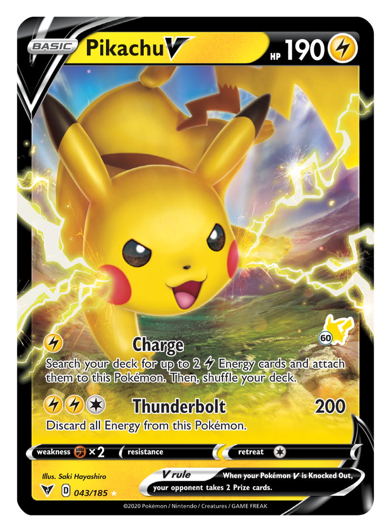 pokemon battle academy rare cards Pikachu V (043/185) (Pikachu Stamp #60) [Battle Academy 2022]